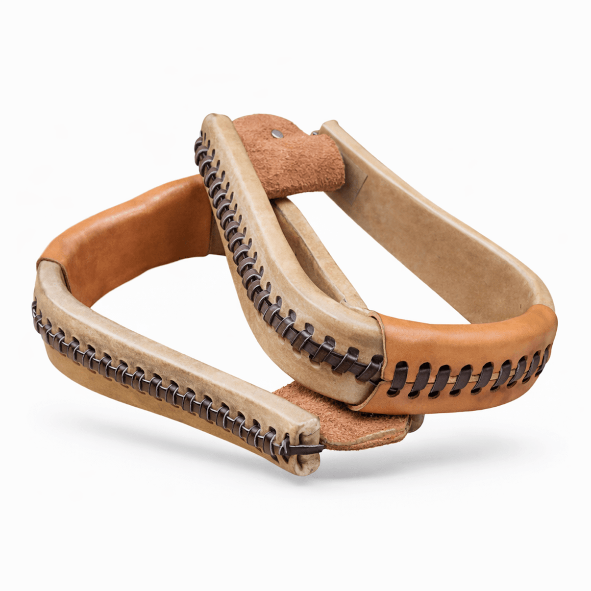 Deluxe Rawhide Overshoe Roper Western Stirrups - M - Royal Saddles - Western Saddle Parts