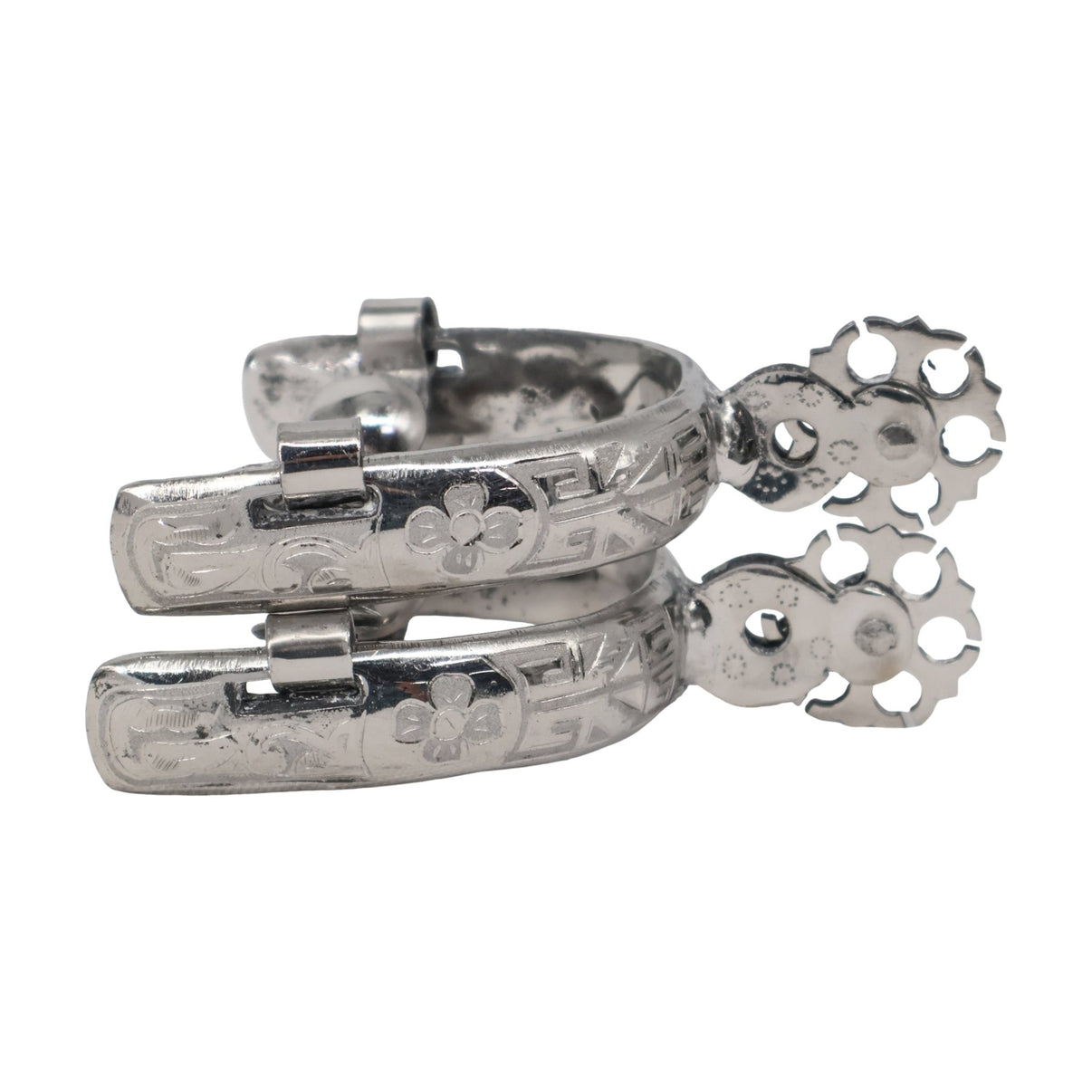 Espuelas Charras Acero Inoxidable Mexican Spurs Engraved Band - M-Royal Saddles - Charro Spurs/Espuelas
