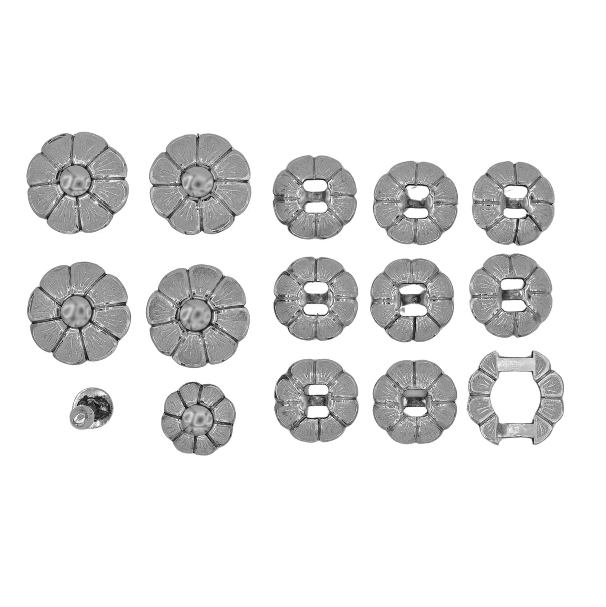 Flor Acero Juego De Chapetones Monturas Charras Stainless Steel - M - Royal Saddles - Charro Saddle Parts