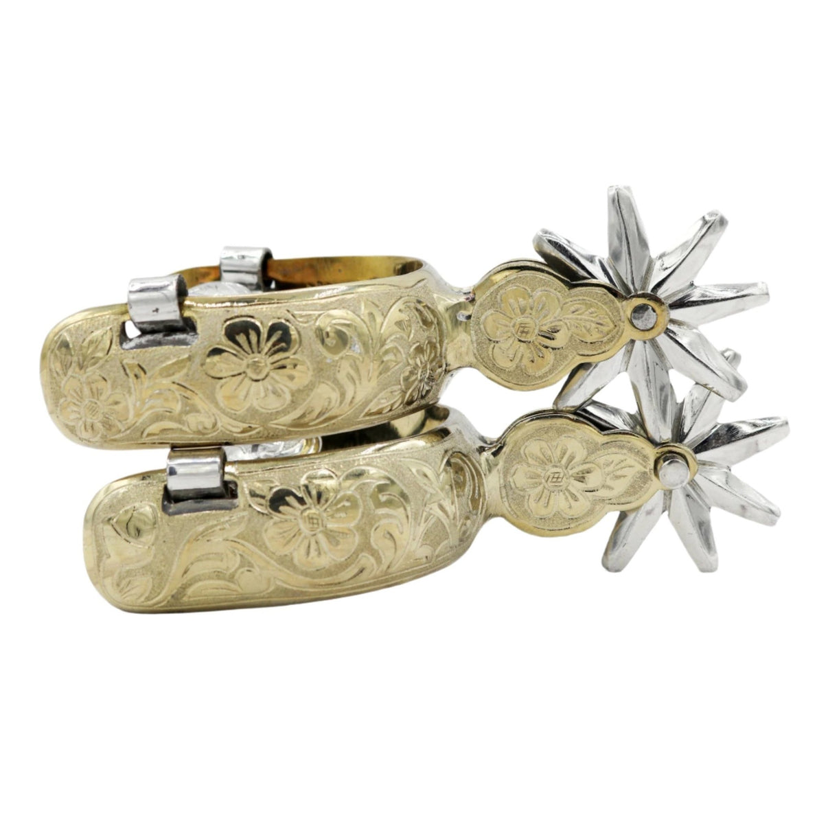 Gold Tone Stainless Steel Spurs Espuelas Tono Dorado Acero Inoxidable II - M - Royal Saddles - Charro Spurs/Espuelas