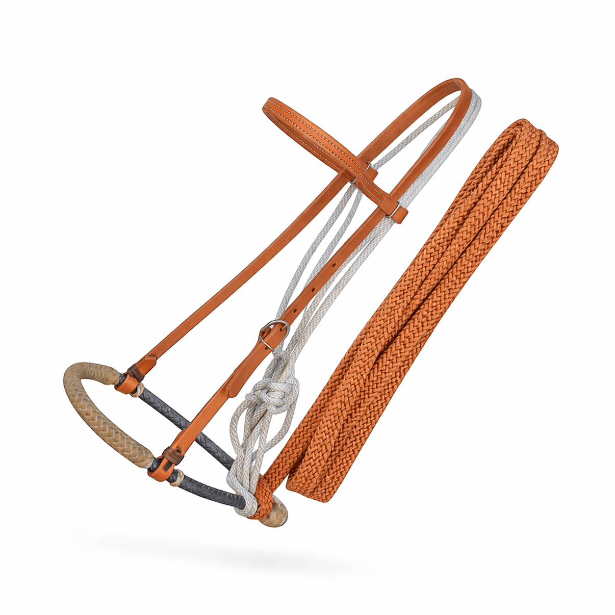 Hackamore Breaking Pencil Bosal Nylon Copper Reins Training USA Made - M - Royal Saddles - Western Headstall/Bosal