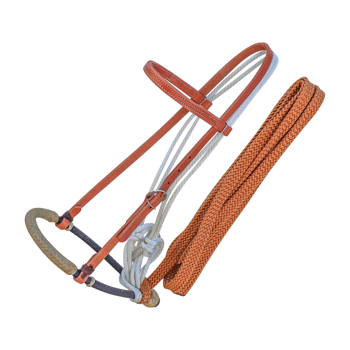 Hackamore Breaking Pencil Bosal Nylon Copper Reins Training USA Made - M - Royal Saddles - Western Headstall/Bosal