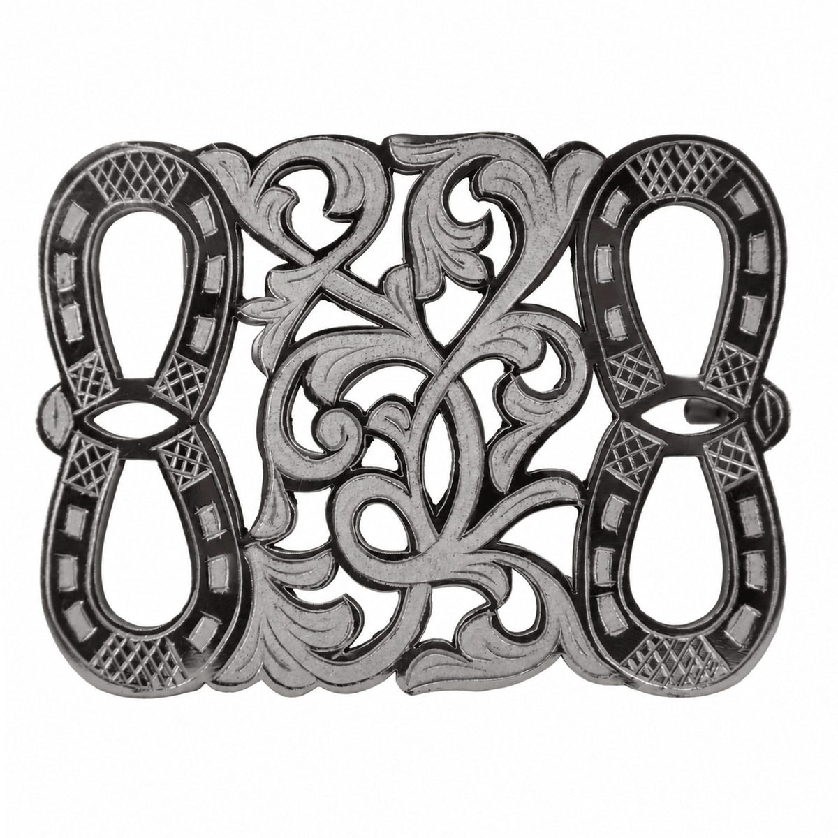 Handmade Stainless Steel Horseshoe Charro Belt Buckle | Hebilla Charra Fina - M-Royal Saddles -