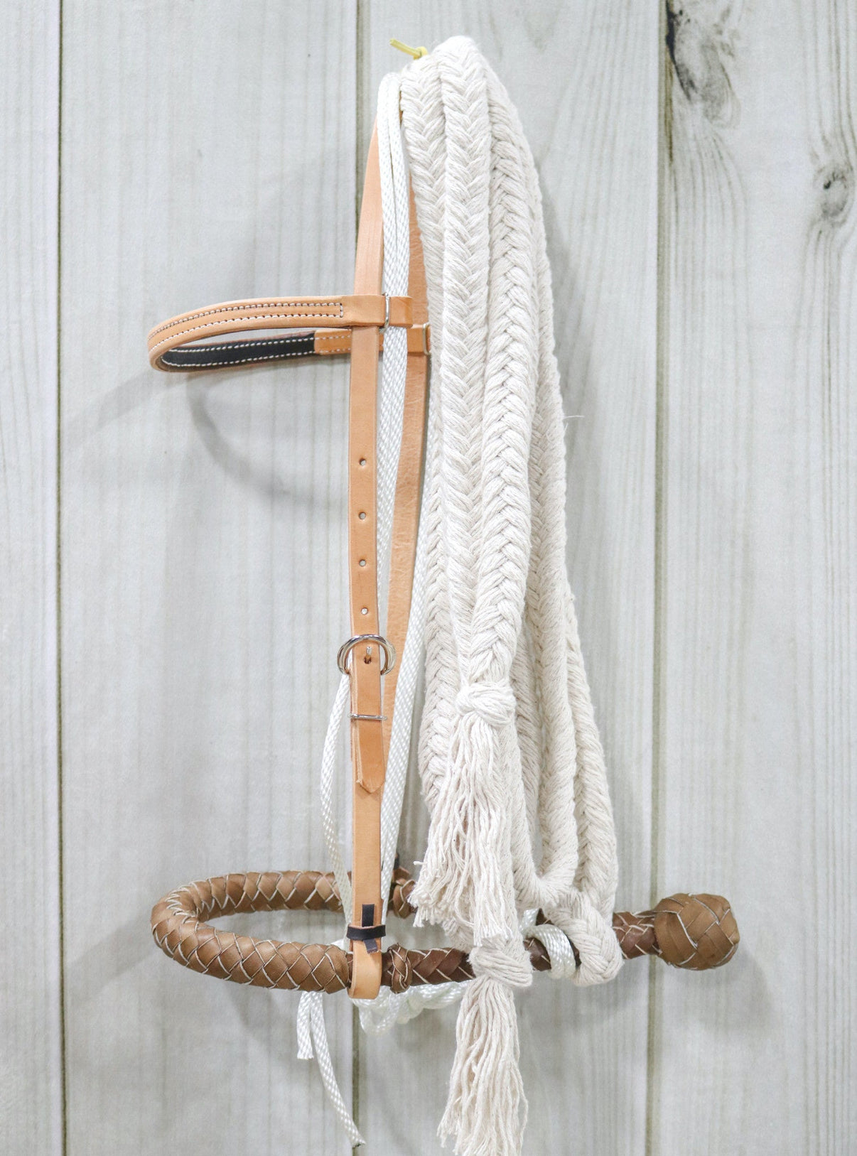 Heavy Duty Leather Bosal Western Horse Breaking Training Hackamore - M - Royal Saddles - Western Headstall/Bosal