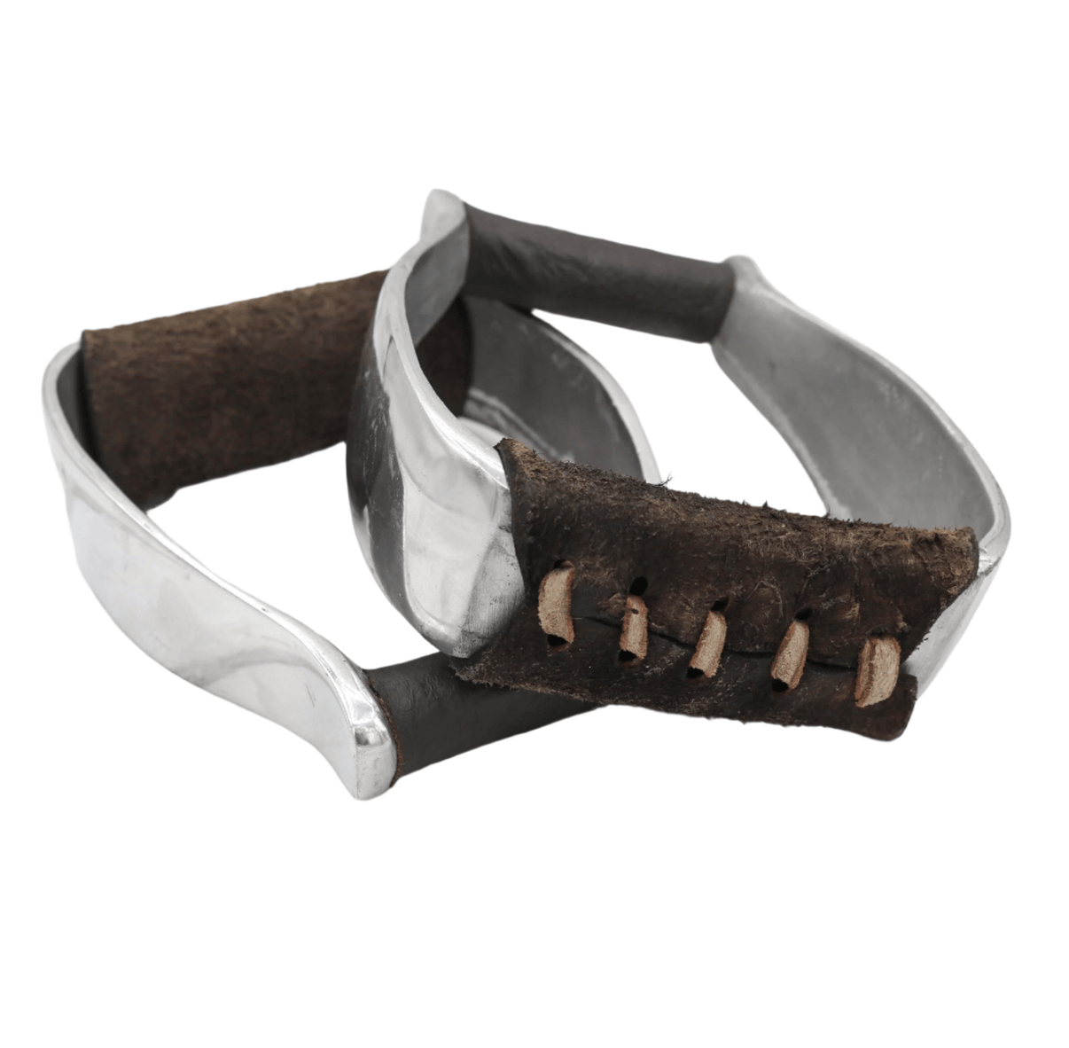 Horse Aluminum Brown Western Bell Horse Leather Stirrups - M - Royal Saddles - Western Saddle Parts
