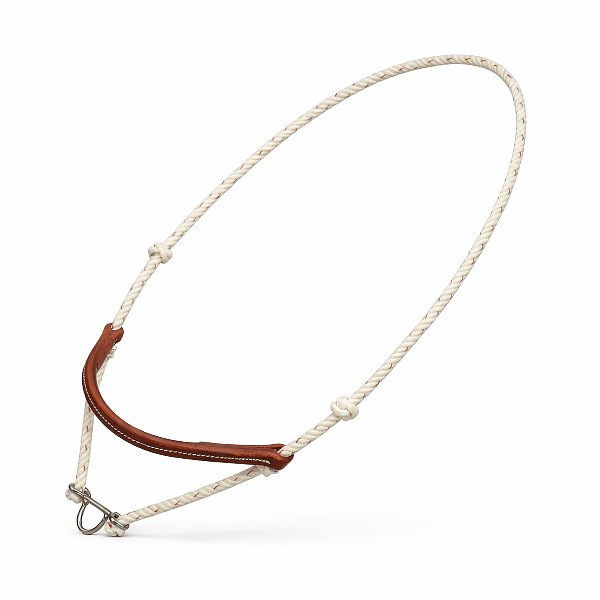 Horse Head Setter Leather Covered Rope Noseband USA Made - M - Royal Saddles - Western Headstall/Bosal