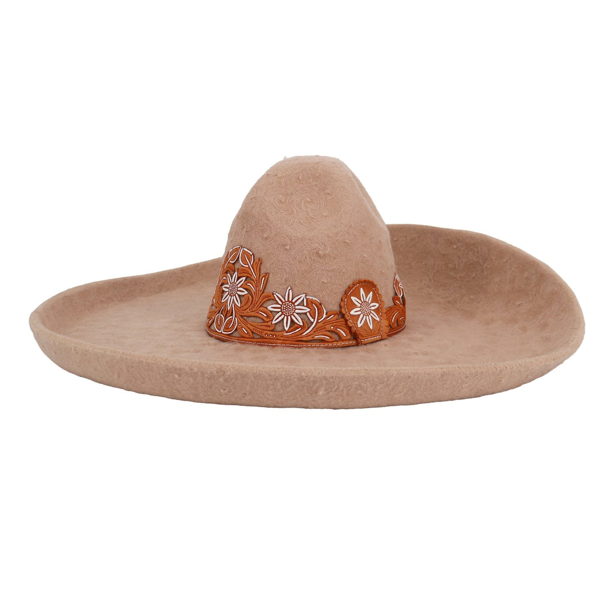 Light Tan Charro Sombrero Lana Calado MEX 56 USA 7" - M-Royal Saddles - Sombreros Charros
