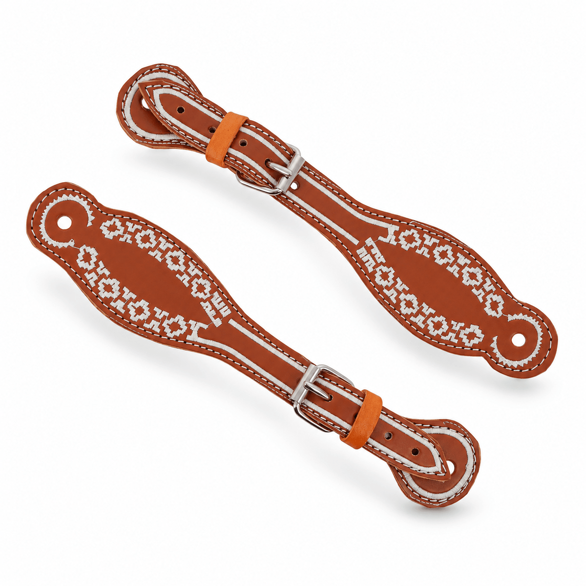 Miel Aztec Charro Correones Para Espuelas Bordado Embroidered Spur Straps - M-Royal Saddles - Charro Spurs Strap
