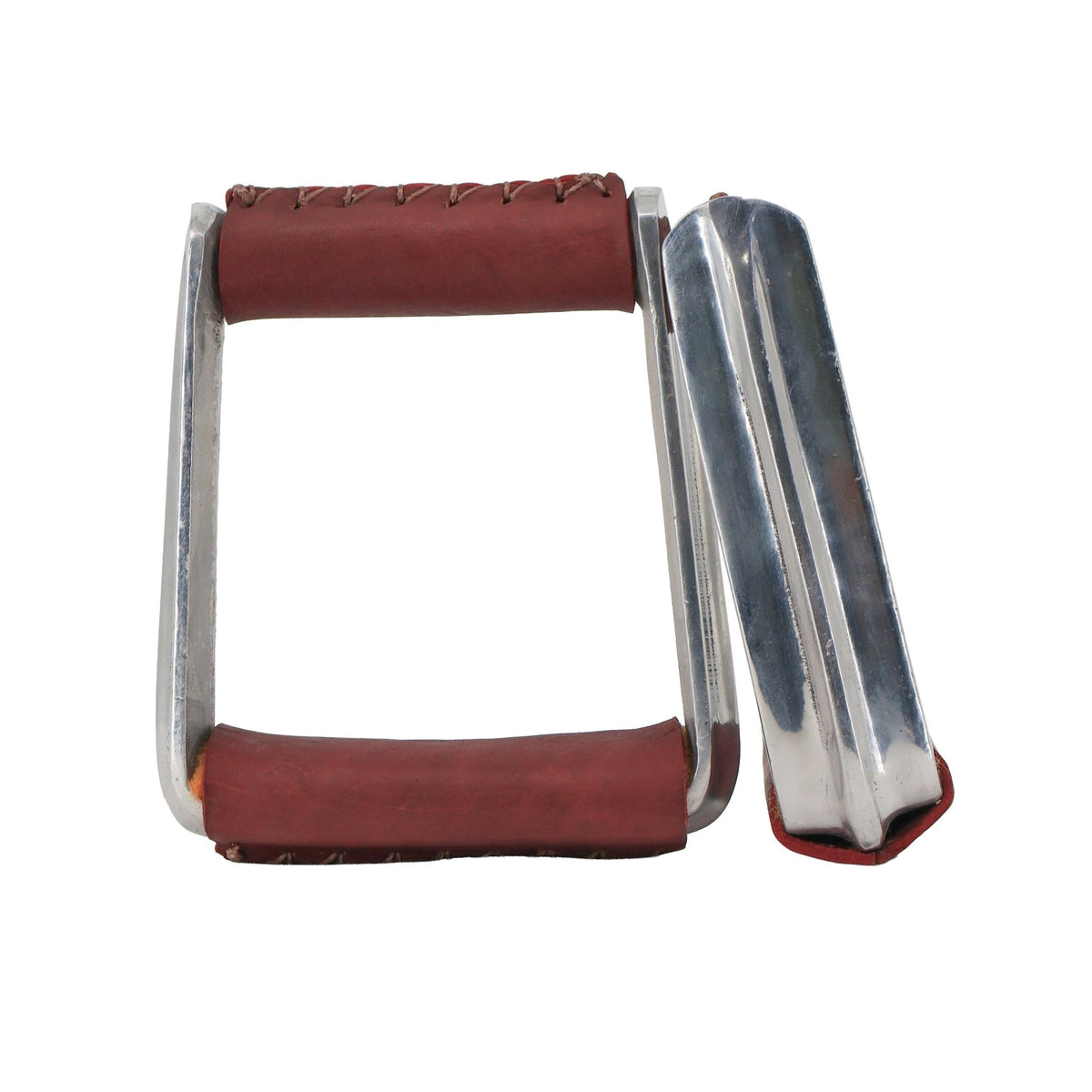 Montura Vino Charra Aluminum Maroon Charro Estribos Stirrups - M-Royal Saddles - Charro Saddle Parts