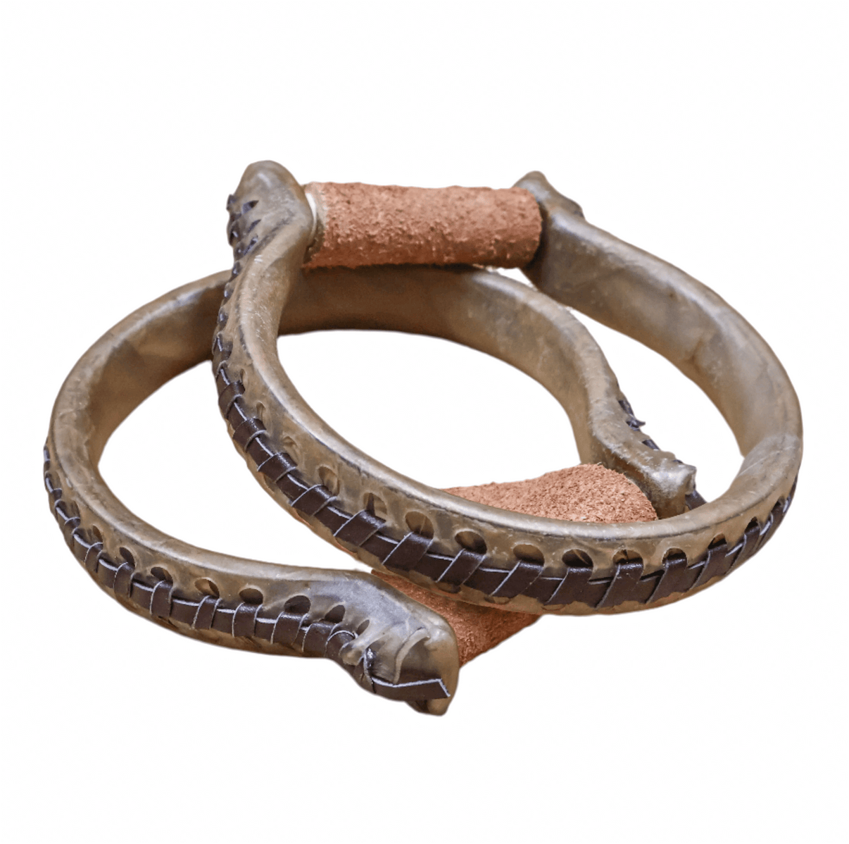 Oxbow Round Rawhide Western Stirrups - M - Royal Saddles - Western Saddle Parts