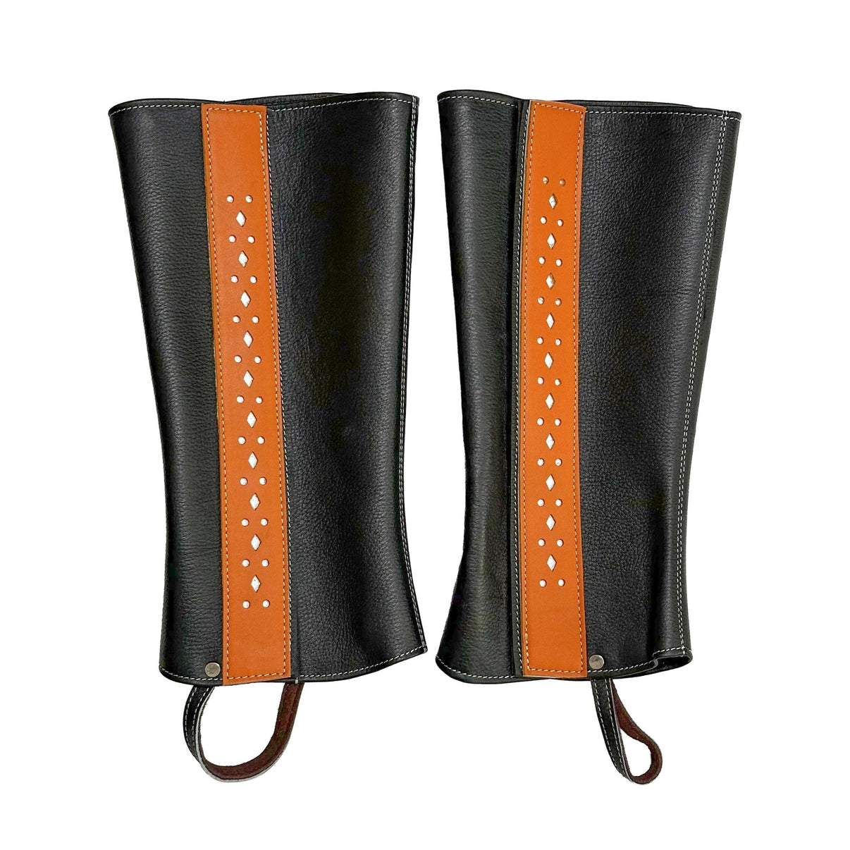 Polainas Black Leather Piel Charra Half Chaps - M - Royal Saddles - Charro Polainas/Chaps
