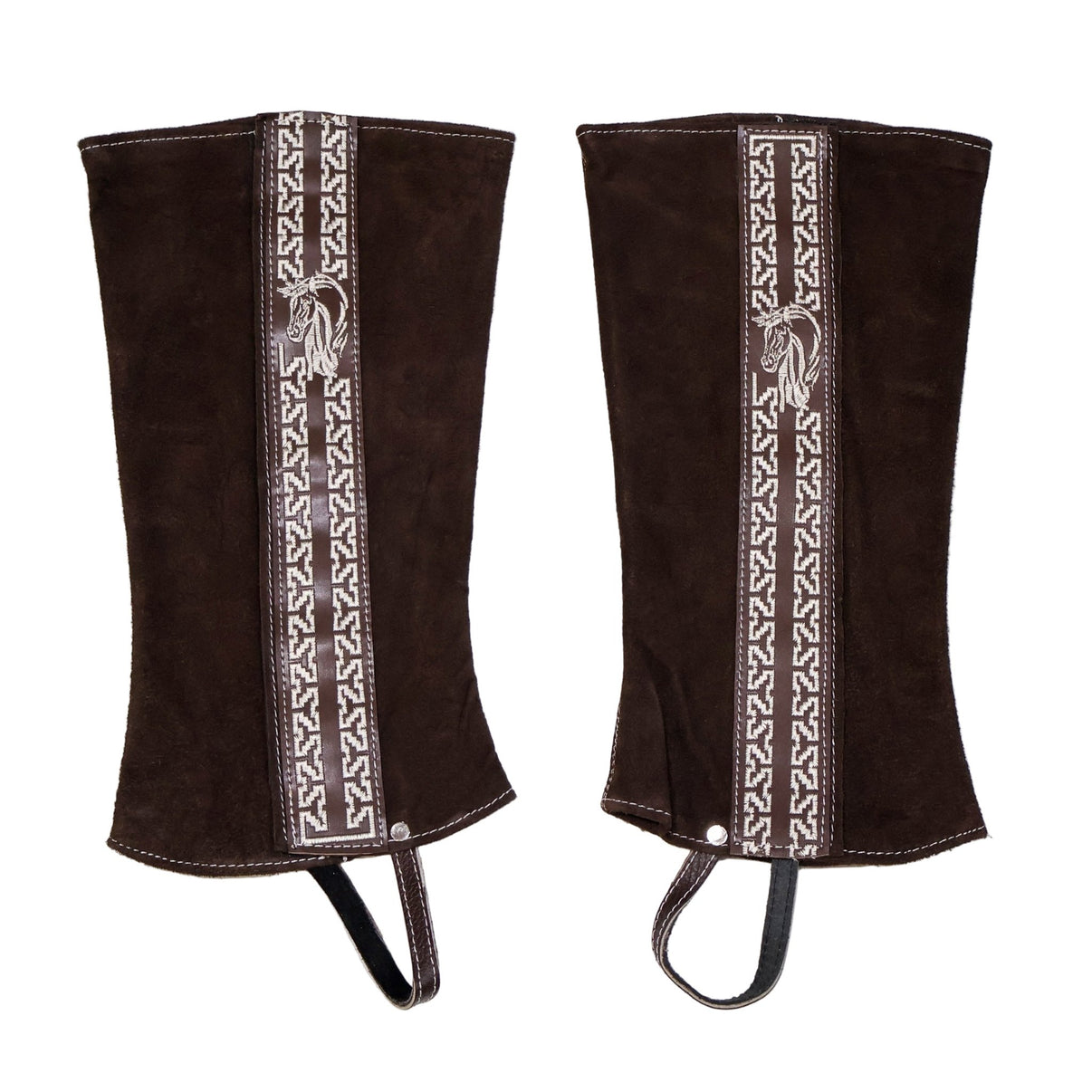 Polainas Cafe Leather Brown Charro Chaps (M) - M - Royal Saddles - Charro Polainas/Chaps
