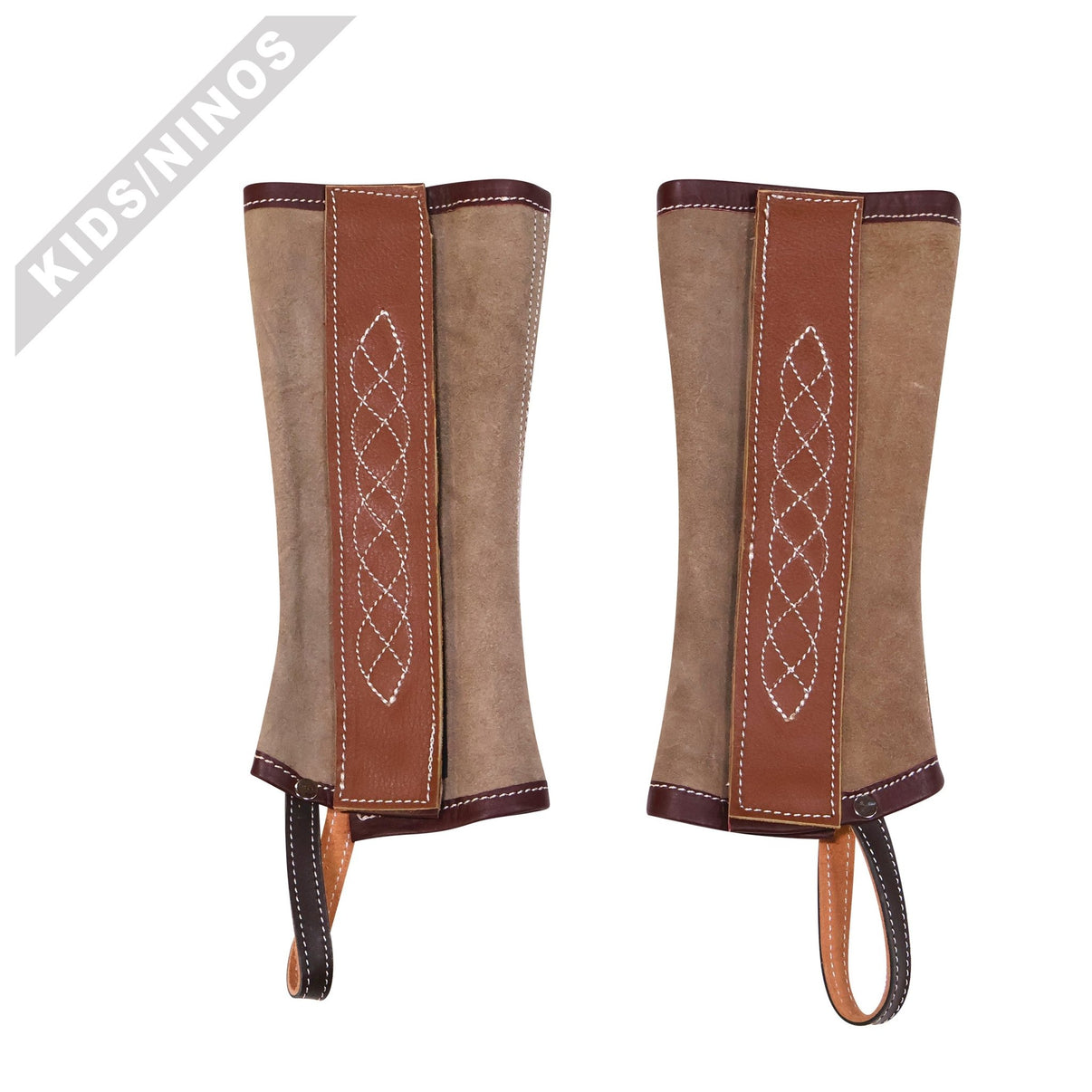 Polainas Cafe (M) Charras Nino Half Chaps Suede Kids - M - Royal Saddles - Charro Polainas/Chaps