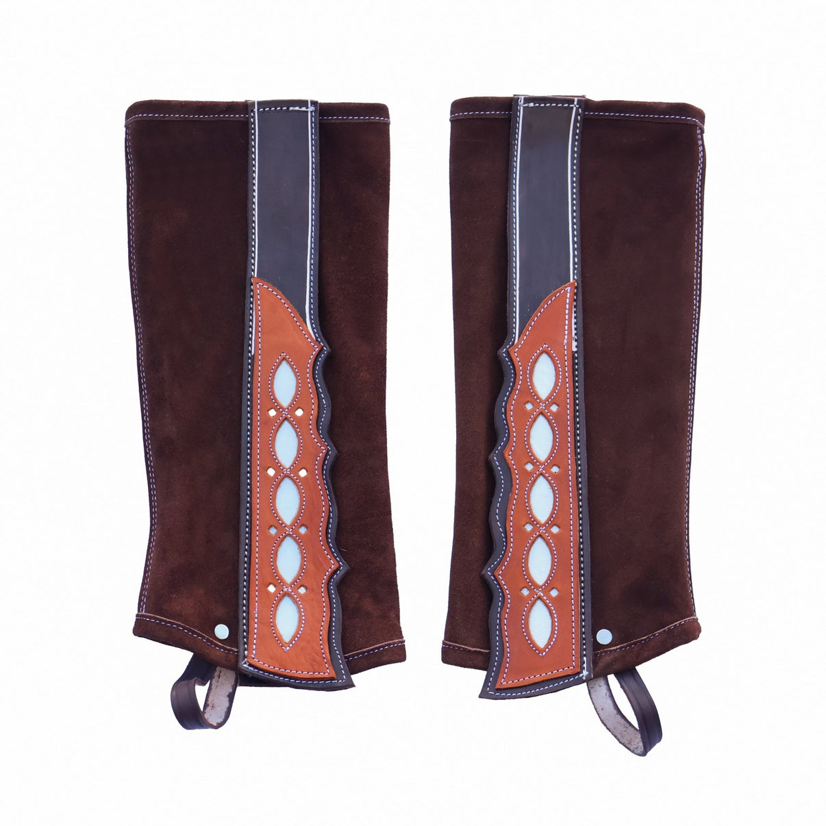 Polainas Cafe/Miel (M) Charras Leather Half Chaps - M - Royal Saddles - Charro Polainas/Chaps