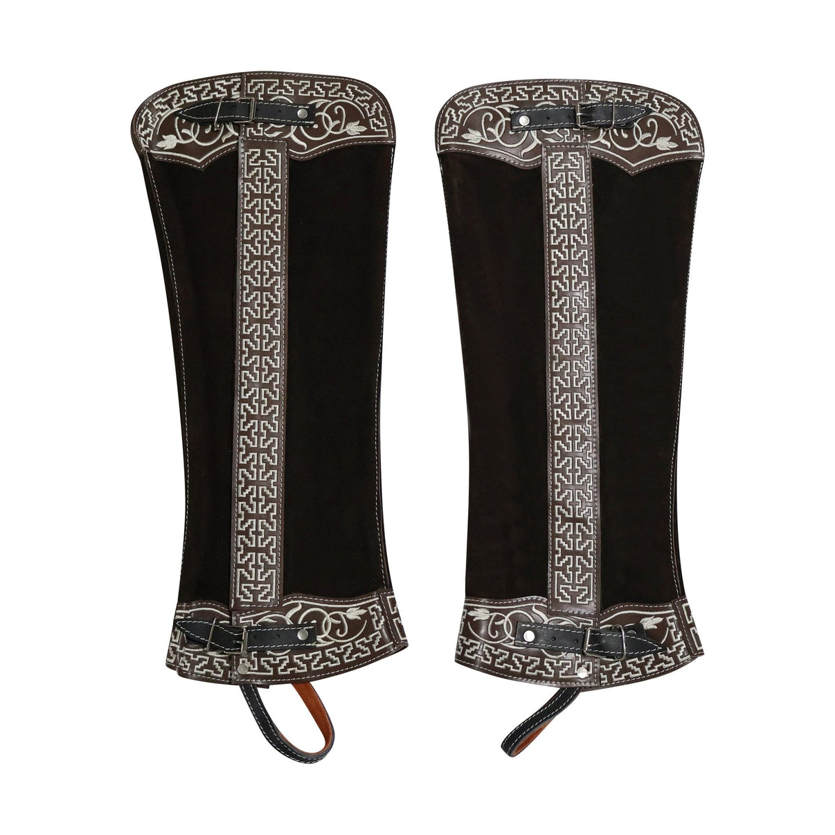 Polainas Largas Cafe De Gamuza Charras Horse Riding Chaps - M - Royal Saddles - Charro Polainas/Chaps