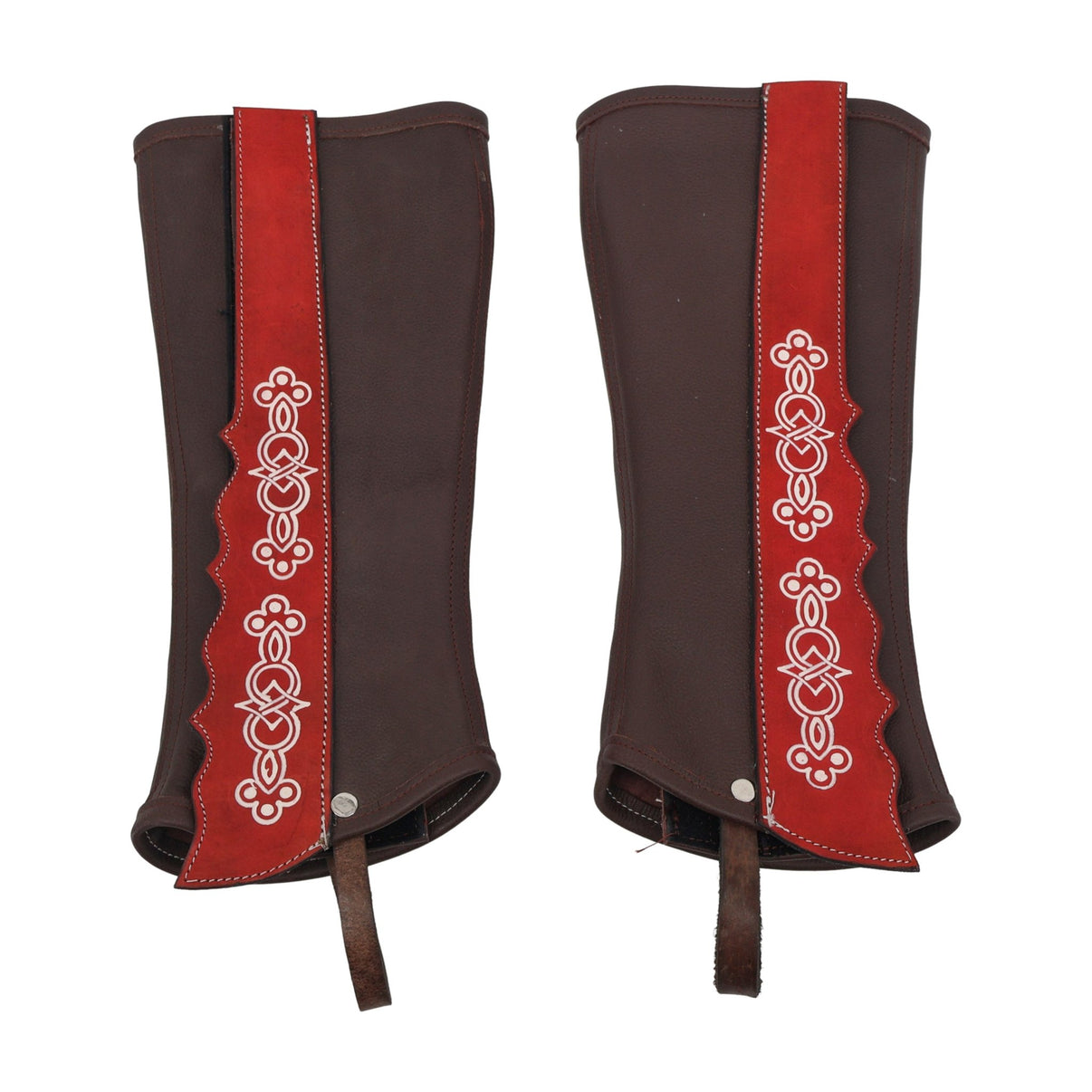 Polainas Pintadas Charras Brown Leather Half Chaps - M-Royal Saddles - Charro Polainas/Chaps