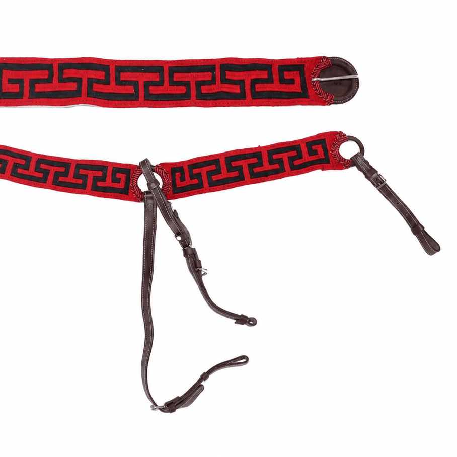 Red/ Black Charro Pechera 36" Cincho Greca Montura Charra - M-Royal Saddles - Charro Breastcollar/Pechera