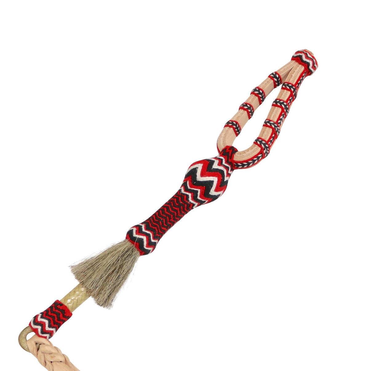 Red Charro Chomite Leather Cerda Cuarta Algodon Cotton Quirt - M - Royal Saddles - Charro Whips/Cuartas