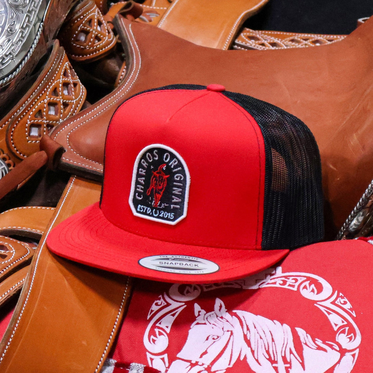 Red Classic Charros Original Trucker Cap - M - Royal Saddles - Charros Original Hats