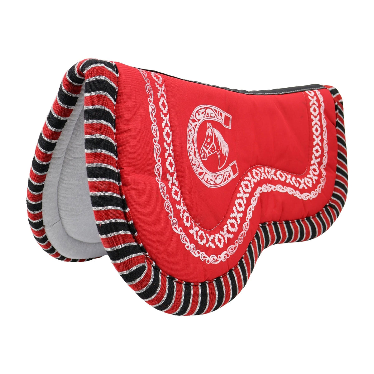 Red "Cola de Pato" Charro Saddle Pad Shaped Carona Rojo - M-Royal Saddles - Charro Pads/Caronas