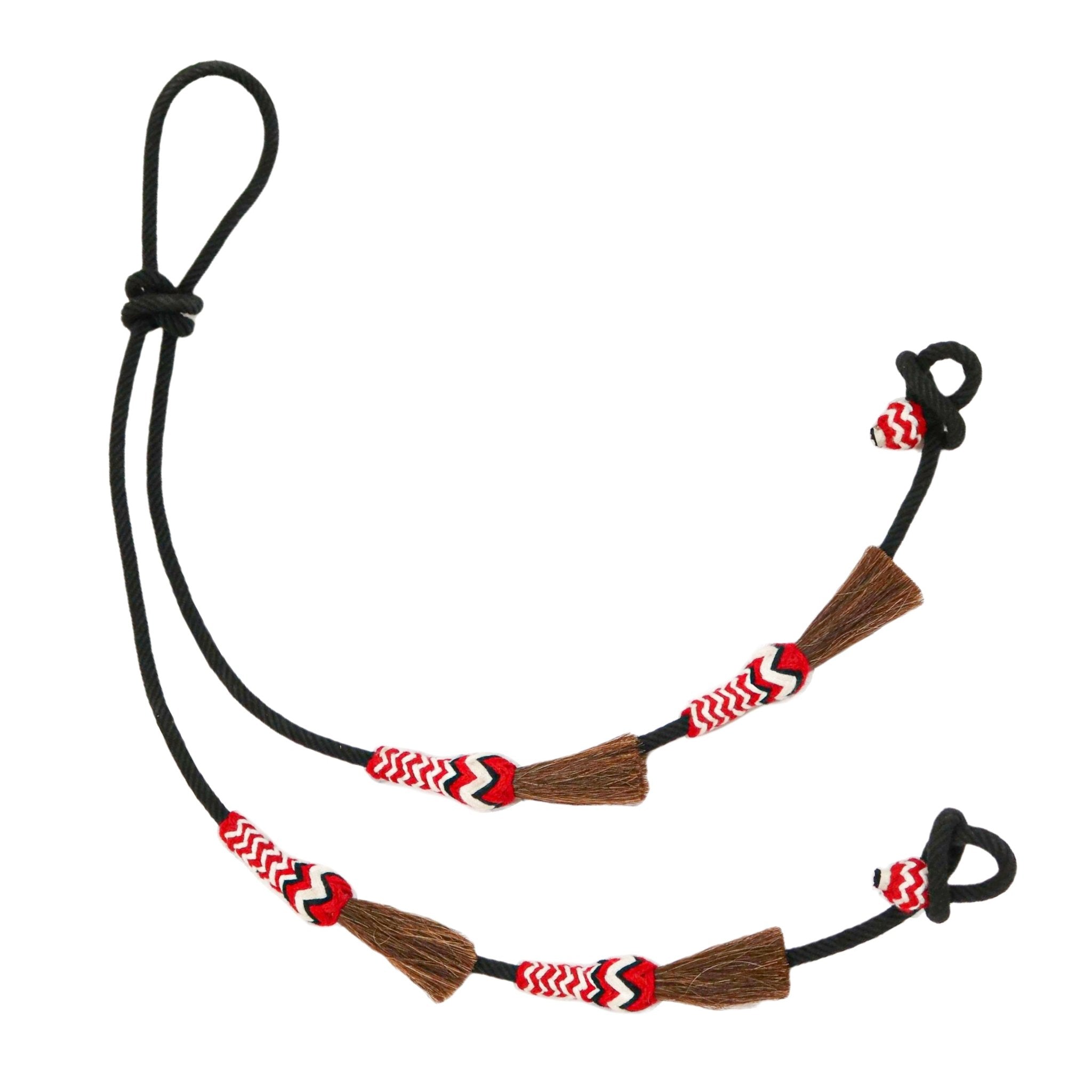 Riendas Charras Negro/Rojo Crines Caballo Horse Reins