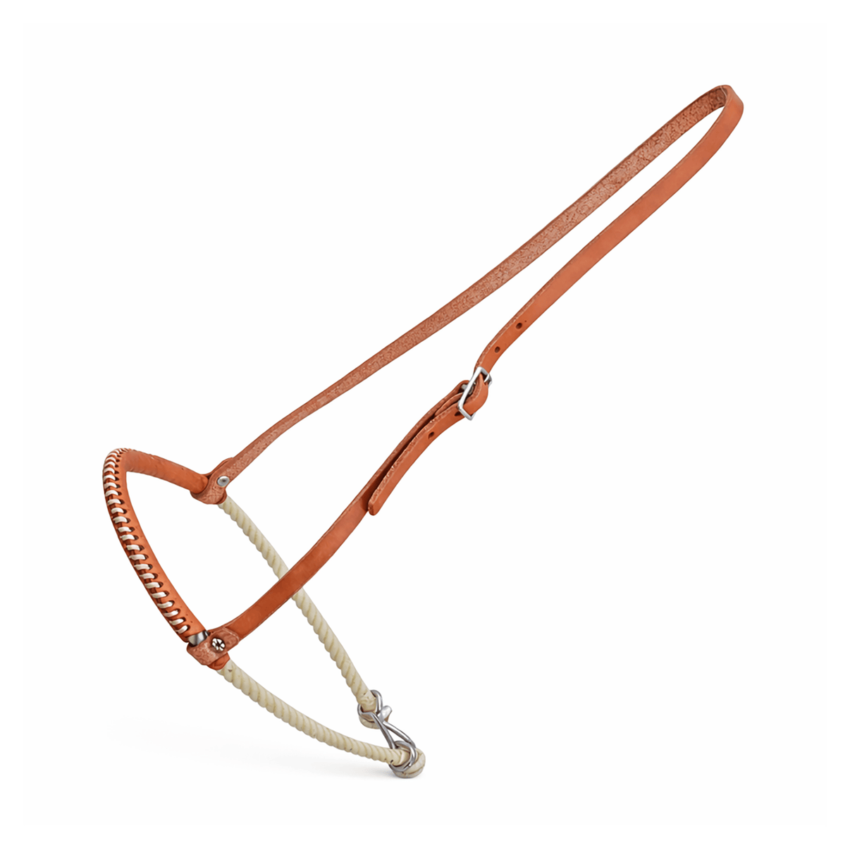 Russet Leather Rope Noseband Rawhide Laced Covered - M - Royal Saddles - Western Headstall/Bosal