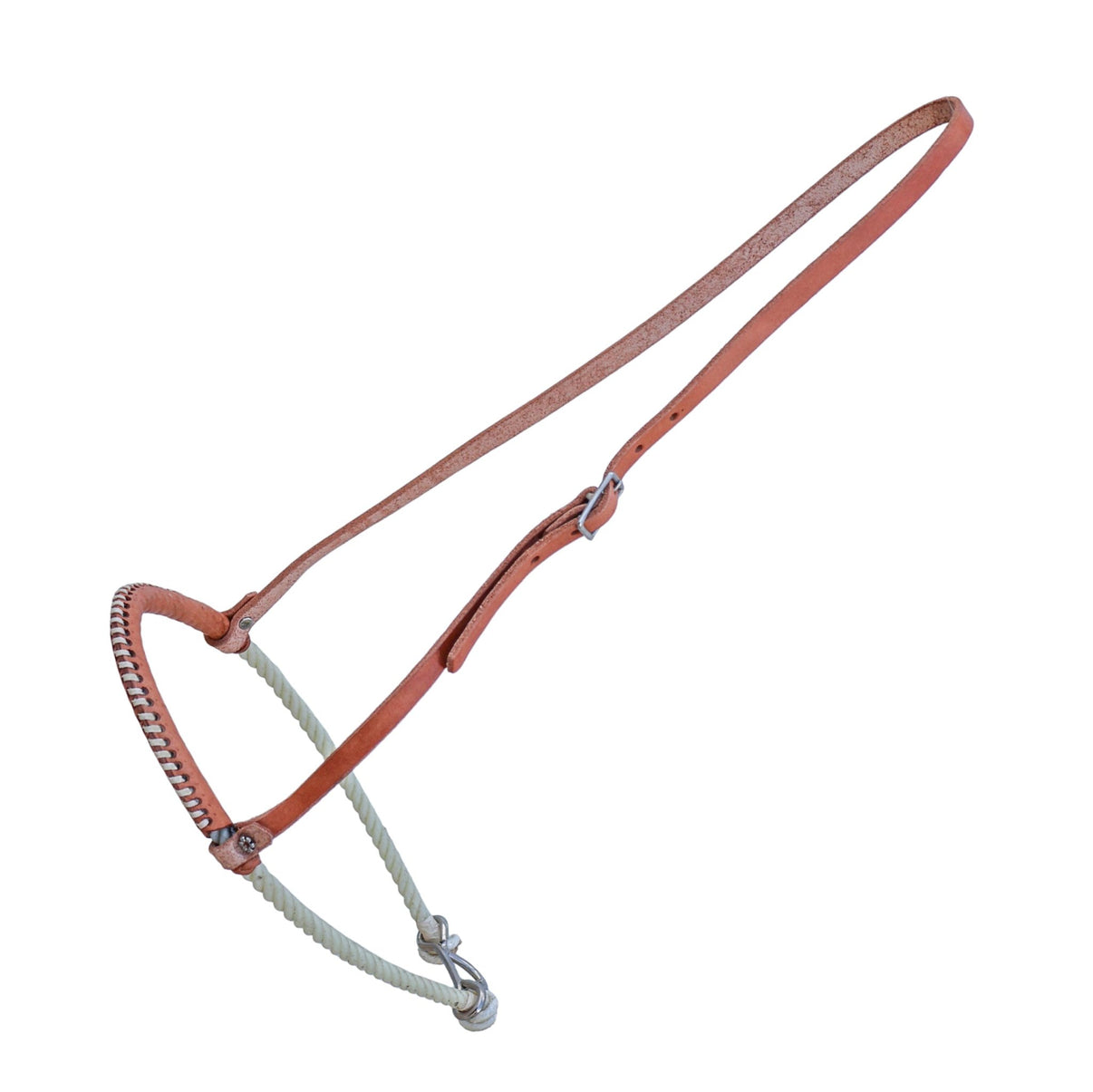 Russet Leather Rope Noseband Rawhide Laced Covered - M - Royal Saddles - Western Headstall/Bosal