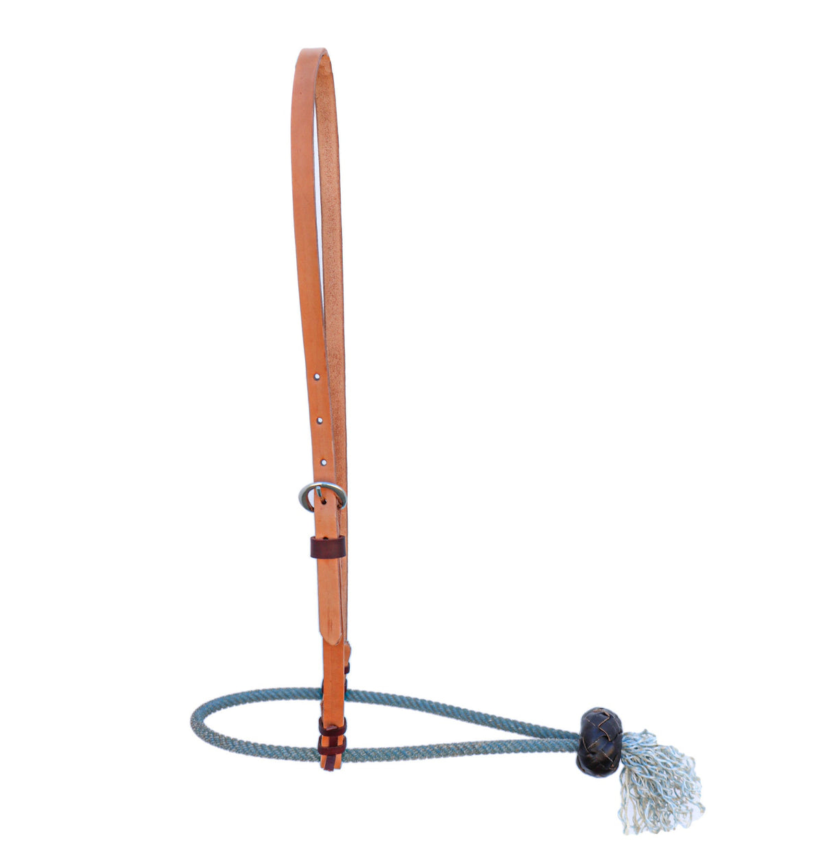 Single Rope Noseband with Leather Headstall Blue - M - Royal Saddles - Western Headstall/Bosal