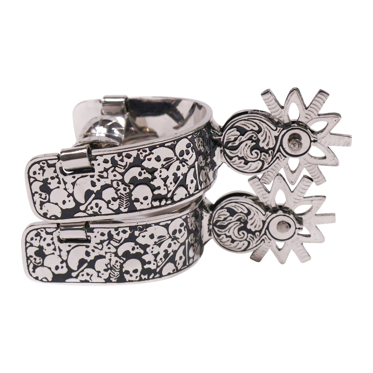 Skull Design Charro Mexican Spurs Espuelas - M - Royal Saddles - Charro Spurs/Espuelas