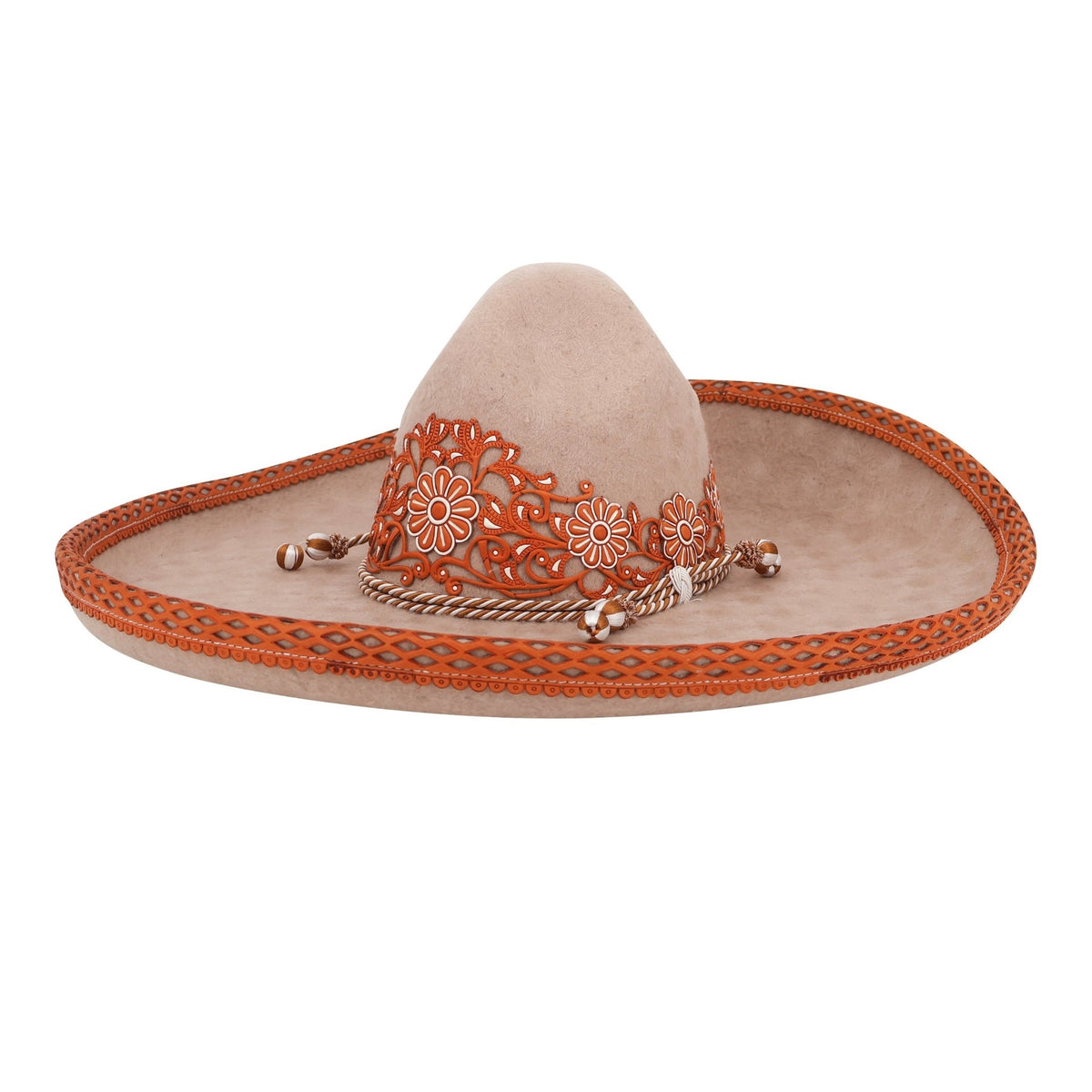 Sombrero Brown Fino Calado Pirograbado Ribete MEX 56 USA 7 - M-Royal Saddles - Sombreros Charros