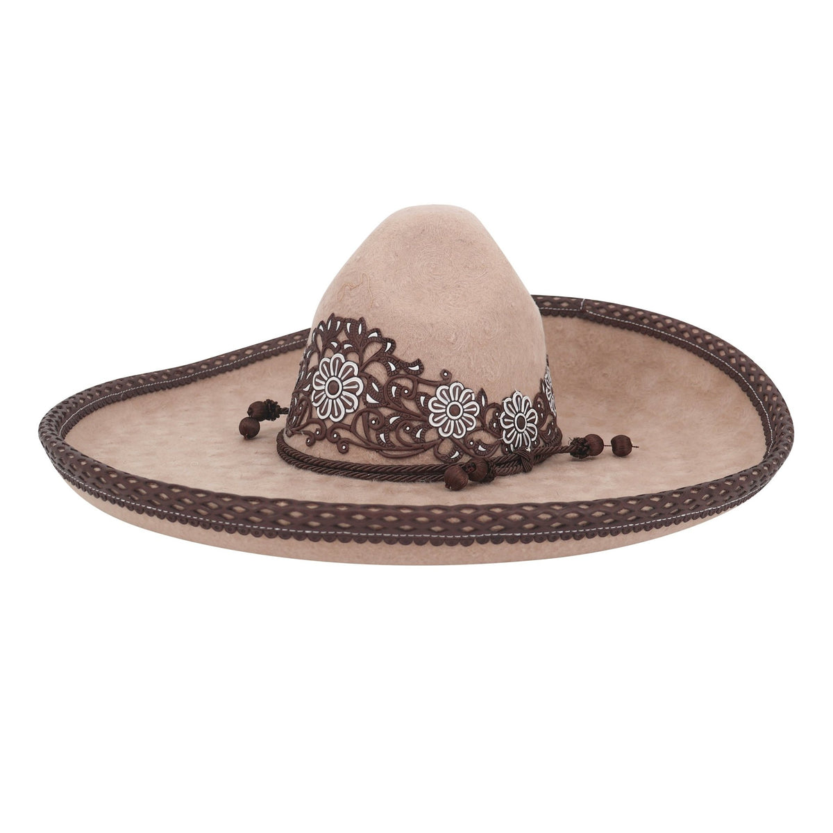 Sombrero Charro Cafe Calado Pirograbado MEX 58 USA 7 1/4 Ribete - M-Royal Saddles - Sombreros Charros