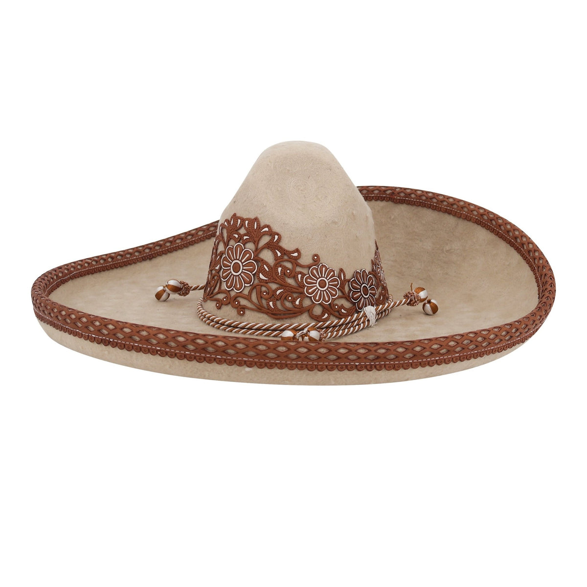 Sombrero Crema Calado Pirograbado Ribete MEX 55 USA 6 7/8 (Copy) - M-Royal Saddles - Sombreros Charros