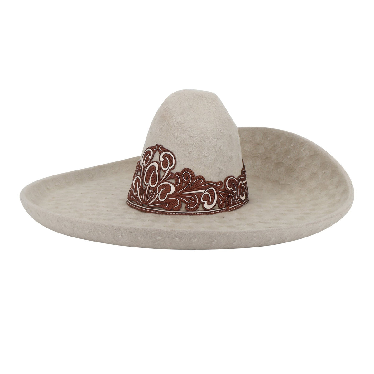Sombrero De Lana Bone/Off White Calado MEX 56 USA 7" Charro - M-Royal Saddles - Sombreros Charros