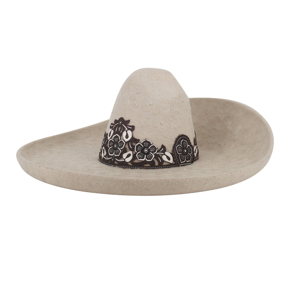 Sombrero Hueso De Lana Charrería White Charro MEX 55 USA 6 7/8 - M-Royal Saddles - Sombreros Charros