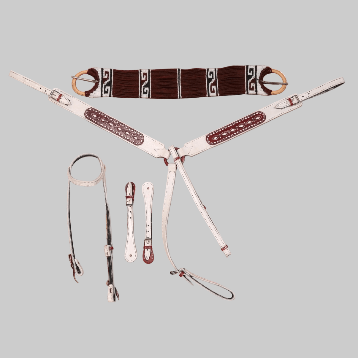 Vino Maroon Charro Saddle Tack Matching Set - M - Royal Saddles - Clearance/ Bundle Deals
