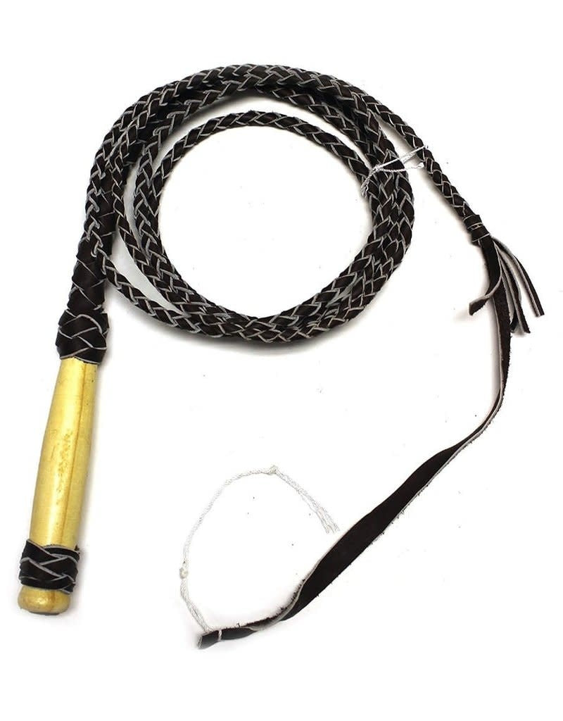 4 FT Brown Real Leather Braided Bull whip