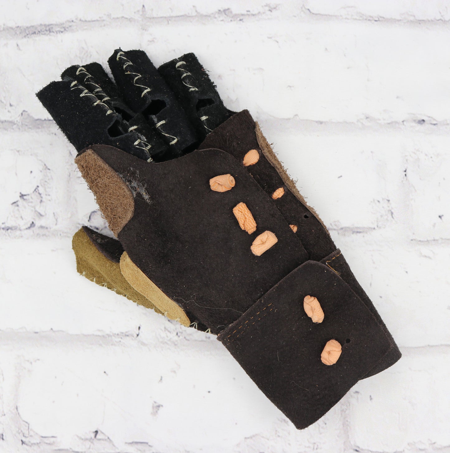 Charra Cafe Large (L) Manganas Charro Lienzo Leather Glove