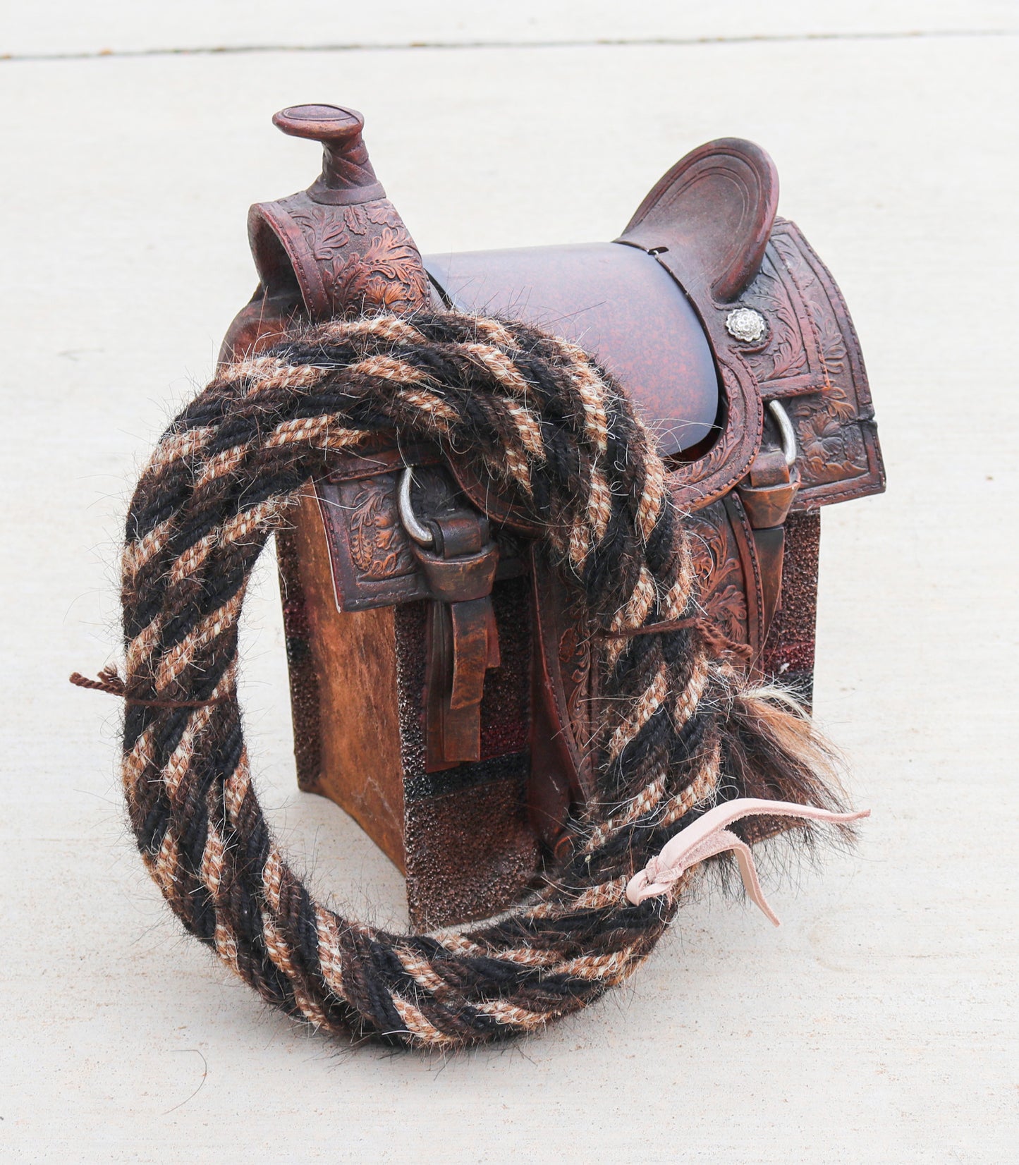 22ft Cowboy Mane Hair Braided Mecate Reins Leather Popper