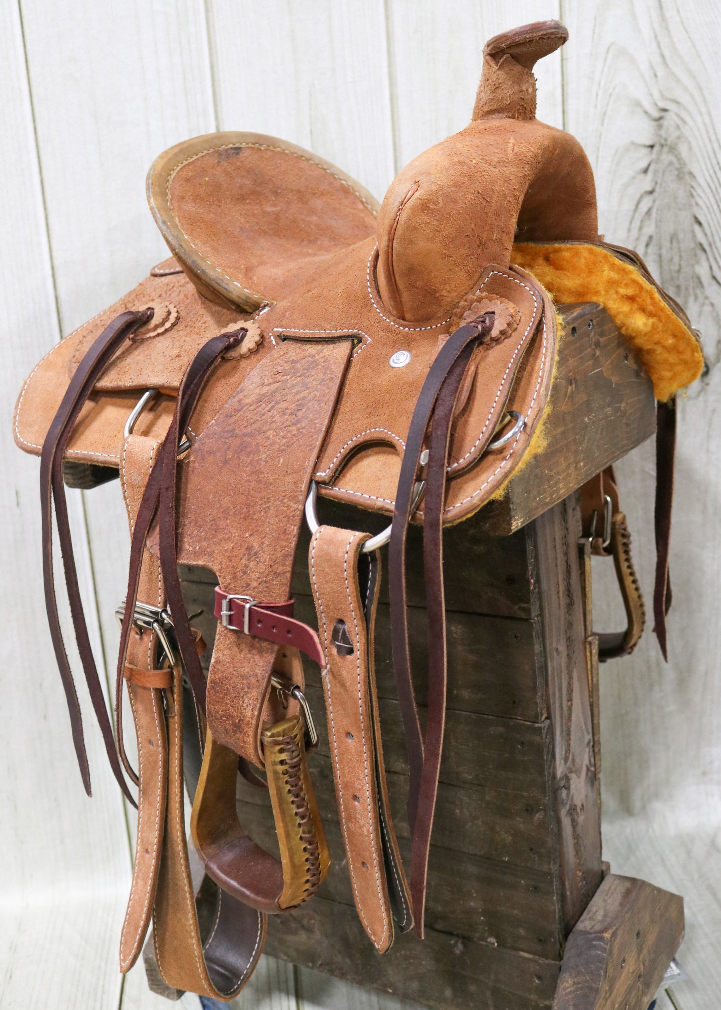 10" Kids Roughout Leather High Back Pony Western Saddle