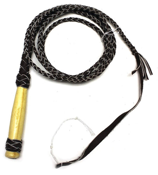 8 FT Brown Real Genuine Leather Braided Bullwhip
